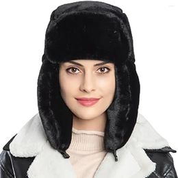 Berets BigForest Women Men Russian Style Faux Fur Hat Winter Warm Cap Ushanka Fluffy Furry Earflap Skiing