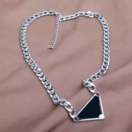 Enamel mens triangle designer necklace women pendant classical metal cuban link tag thick plated silver chain luxuries hip hop jewelry luxury necklaces ZB011 B4