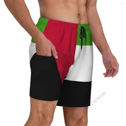 Men's Shorts United Arab Emirates Country Flag 3D Mens Swimming Trunks With Compression Liner 2 In 1 Quick-Dry Swim Pockets