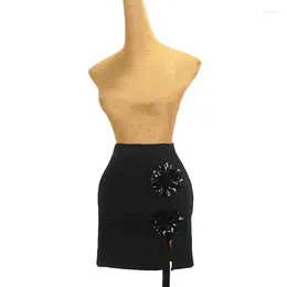 Stage Wear Latin Dance Short Skirt Customized Side Split Flower Tango Chacha Samba Professional Performance Clothing