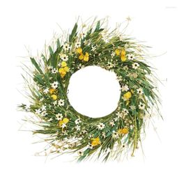 Decorative Flowers Wreath Decor Farmhouse Yellow Green Durable Stable Beautiful Artificial Spring Summer Dropship