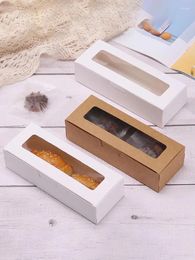 Gift Wrap 20pcs Rectangle Flip Cover Transparent Window Paper Boxes Desserts Biscuit Candy Cake Storage Festival Gifts Packaging Box