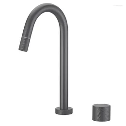 Bathroom Sink Faucets Top Quality Gun Gray Brass Faucet Single Handle Double Control Cold Water Basin Mixer Tap