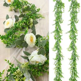 Decorative Flowers 1.84m Artificial Eucalyptus Garland Rattan Willow Leaves Wreath For Wedding Home Garden Decoration Wall Hanging Fake