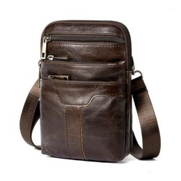 Retro Mens Bag Man Messenger Bag Genuine Leather Small Vintage Crossbody Bags For Men Male Shoulder Bolsa1284g
