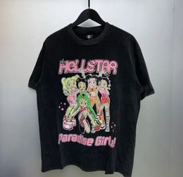 hellstart shirt Rappe Mens And Womens T-Shirt Rapper Singer Wash Heavy Craft Couple SameStreet Retro Short Sleeve Top 631