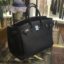 Luxury Designer Bag Handbags Bags All Handmade Platinum Genuine Women's 30 Cow Portable Togo Large Original Logo Leather M1g4