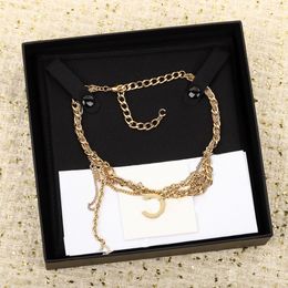 2024 Luxury quality charm pendant necklace with chain in two colors plated have stamp box several layers PS3019