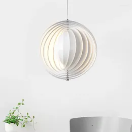 Chandeliers Nordic Rotating Moon Led Chandelier Living Room Bedroom Dining Lighting Fixture Circular Iron Art Lamp