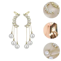 Backs Earrings Tassel Zircon Girls Jewelry Clips Bone Non-piercing Ornament Buckles Sparkly Decor