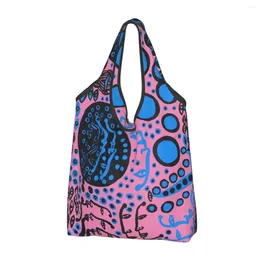 Shopping Bags Reusable Yayoi Kusama Violet For Groceries Foldable Polka Aesthetic Grocery Washable Large Tote