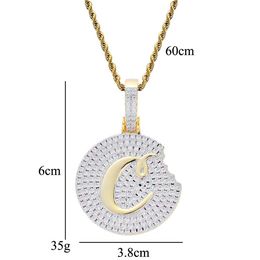 Pendant Necklaces Fashion- Cookie Diamonds Pendant Necklaces For Men Women Luxury Crystal Cooky Pendants 18K Gold Palted Copper Zircon Dhnl3