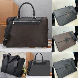 Fashion Porte-documents Jour Briefcase Damier Infini Onyx Leather Designer Metal Hardware S-lock Briefcase Men Flap Closure with M302q