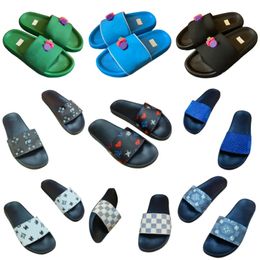 Slippers jelly color designer shoes luxury brand beach shoes classic women's sandals rubber bottom swimming pool shoes open toe flat heel slides couple's style shoes