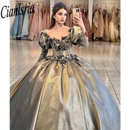 Silver Quinceanera Dresses 2024 XV Ball Gown Rose Gold Lace Applique Princess Sweet 16 Dress Birthday Party Vestido De 15