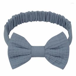 Hair Accessories Cute Fashion Baby Girls Bowknot Headband Solid Color Elastic Bow Band Kids Children Cotton Headwear Turban