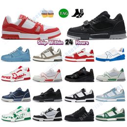 Low Designer Men Sneaker Virgil Trainer Casual Shoes Leather Abloh White Green Red Orange Pink Blue Overlays Platform DenimOutdoor women Sneakers Size 36-45