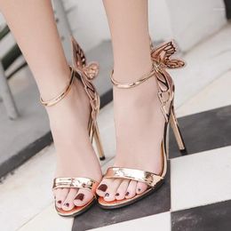 Sandals 2024 Fashion Three-dimensional Butterfly Stilettos Elegant Buckle Women Closed Toe Sexy High Heels Sandalias De Tacon