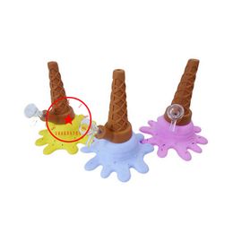 Colorful Silicone Bong Pipes Kit Splat Ice Cream Mini Bubbler Hookah Waterpipe Oil Rigs Filter Handle Bowl Portable Dry Herb Tobacco Cigarette Holder Smoking DHL