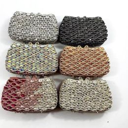 Silver Black Champagne 6 Colors Evening Crystal Rhinestone Clutch Design Gemstone Party Wedding Diamond Purses Bags178Z