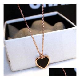 Pendant Necklaces Choucong Brand Heart Simple Fashion Jewellery 925 Sier Rose Gold Fill Black Cz Diamond Party Women Wedding Clavicle Dhqyx