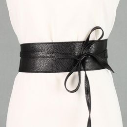 Belts Women Pu Leather Bow Belt Lace Up For Straps Wide Waistband Female Dress Sweater Waist Girdle Clothing Accessories1968