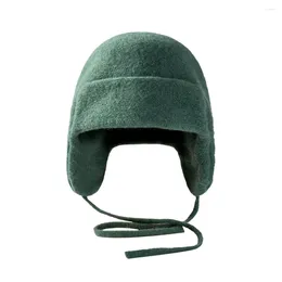 Berets INS Knitted Wool Warm Trapper Winter Hats For Women Russian Bomber Hat Fake Fur Casual Ear Flaps Caps Women's Bonnet