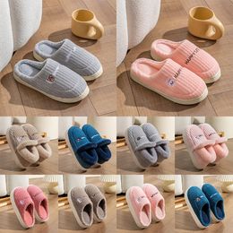 Slippers New Autumn and Winter Couples Plush Shoes Home Indoor Warmth and Anti slip Shoes Women's Floor Cotton Slippers Blue Pink Grey 006
