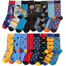 Men's Socks Cartoon Cotton Men Funny Fashion Design Colourful Tiger Panda Penguin Casual Happy For Man Drop