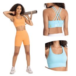 ALLU Womens Yog Straps Bra Shockproof Spring and summer new cross-back bra, high-intensity shock-proof sports underwear