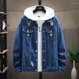 Men's Jackets Spring And Autumn Youth Broken Hole Denim Coat Classic Casual Fashion Top Trendy Versatile