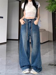 Women's Jeans Blue Women High Waist Fashion Korean Design Y2K Oversized Chic Wide Leg Jean Female Trouser Baggy Denim Pants