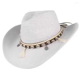 Berets Polyester Natural Straw Shell Hat Trendy Beach Cap For Fashionable Look Chic Wide Brim Sun