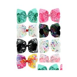 Hair Accessories Fashion Siwa Bow 8 Inch Printing Big Bowknot Children Hairpin Baby Girl Headwear Drop Delivery Kids Maternity Dh94H