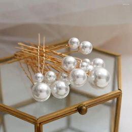 Hair Clips Chic Bridal Hairpin Tiara Handmade Elegant Sturdy Faux Pearls U-Shaped Forks Stick Decorative