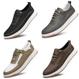 2024 New PU matte leather Casual shoes men black brown grey mesh shoes trainers sports sneakers breathable