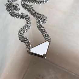 Modern pendant necklaces link chain symbole romantic luxury silver plated Jewellery inverted triangle neutral cool trendy stainless steel necklace female ZB011 B4