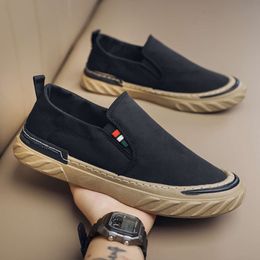 Spring 2024 New Canvas Mens Shoes Black Work One Step Drive Lazy Soft Sole Casual Old Beijing Cloth Shoes