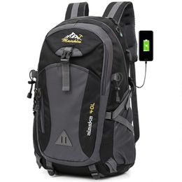 40L Waterproof USB charging Climbing Unisex male travel men Backpack men Outdoor Sports Camping Hiking Backpack School Bag Pack 20240o
