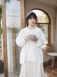 Women's Blouses Japanese Small Fresh Retro Women Mori Pleated Shirt Sweet Autumn Winter Top