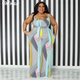 bottoms Wmstar Plus Size Women Jumpsuit Summer One Piece Print with Belt Slip Office Lady New Bodysuit Hot Sale Wholesale Dropshipping