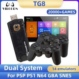 Consoles TG8 Mini TV Game Stick 4K for PS1/N64/GBA Retro Video Game Console Builtin 20000 Games TV Box for Android Dual System