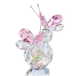 Decorative Objects Figurines H D Crystal Flying Butterfly Figurine With Ball Base Art Glass Animal Paperweight Decor For Office Ta Dhysp