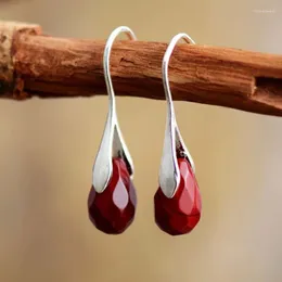 Dangle Earrings 1 Pair Red Jaspers Natural Stone Geometry Piercing Earring Bohemia Women's Jewellery Accessories Drop