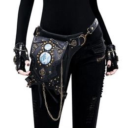 Waist Bags YourSeason Unisex Steampunk Chain Rivet Pack Multifunctional PU Leather Female Shoulder 2022 Moto Biker Belt Bag315e