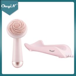 Analyzer Ckeyin Facial Cleansing Brush Rotating Massage Roller Face Brush Waterproof Silicone Gentle Exfoliation Scrubber Pore Cleanser