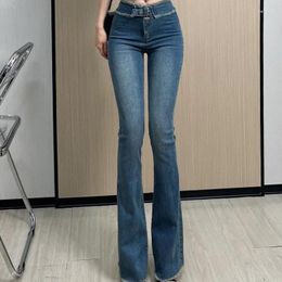 Women's Jeans Bell Bottom High Waist S Black Pants For Woman Flare Flared Blue Trousers Retro Fashion Casual Gyaru Loosefit R