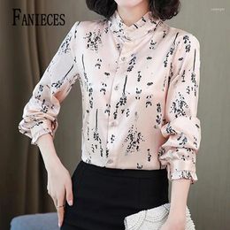 Women's Blouses FANIECES Blusas De Mujer S-4XL Luxury Satin Shirt For Women Spring Fall Vintage Long Sleeve Blouse Silk Elegant Female Tops