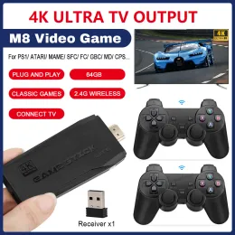 Consoles New M8 Video Game Console 2.4G Double Wireless Controller Game Stick 4K 15000 Games 64GB Retro Games for PS1/GBA Kids Gift