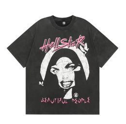 Hellstart Shirt Rappe Mens and Womens T-shirt Rapper Singer Wash Heavy Craft Couple Same Short Sleeve Top Street Retro Hell Designer S-xl 158